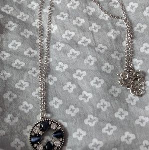 Navy blue and cubic zirconia necklace
